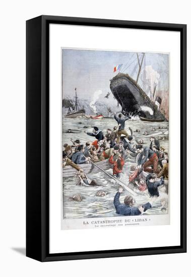 The Passenger Liner 'Liban' Sinking after Colliding with Another Ship, 1903-null-Framed Stretched Canvas