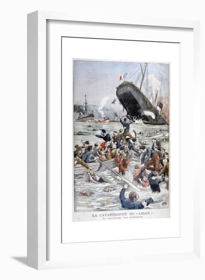 The Passenger Liner 'Liban' Sinking after Colliding with Another Ship, 1903-null-Framed Giclee Print