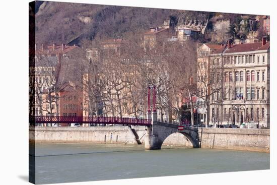 The Passerelle Saint Georges and the River Saone, Lyon, Rhone-Alpes, France, Europe .-Julian Elliott-Stretched Canvas