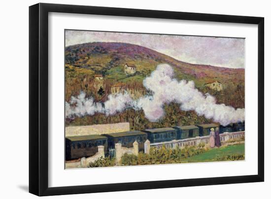 The Passing of the Train - Regoyos Y Valdes, Dario De (1857-1913) - 1902 - Oil on Wood - 35X55 - Mu-Diario Or Dario De Regoyos Y Valdes-Framed Giclee Print