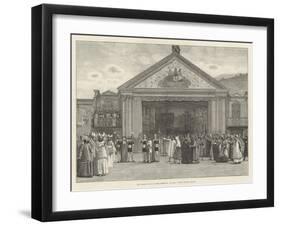 The Passion Play at Ober-Ammergau, Bavaria, Christ before Pilate-null-Framed Giclee Print