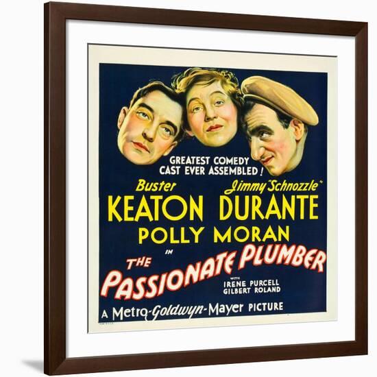 THE PASSIONATE PLUMBER, from left: Buster Keaton, Polly Moran, Jimmy Durante, 1932.-null-Framed Art Print