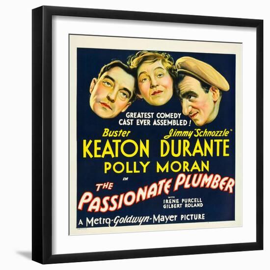 THE PASSIONATE PLUMBER, from left: Buster Keaton, Polly Moran, Jimmy Durante, 1932.-null-Framed Art Print