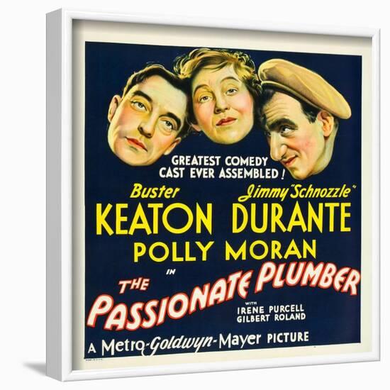 THE PASSIONATE PLUMBER, from left: Buster Keaton, Polly Moran, Jimmy Durante, 1932.-null-Framed Art Print