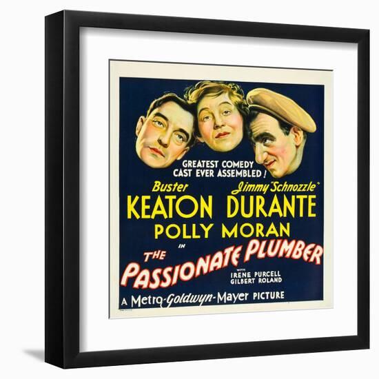 THE PASSIONATE PLUMBER, from left: Buster Keaton, Polly Moran, Jimmy Durante, 1932.-null-Framed Art Print