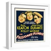 THE PASSIONATE PLUMBER, from left: Buster Keaton, Polly Moran, Jimmy Durante, 1932.-null-Framed Art Print