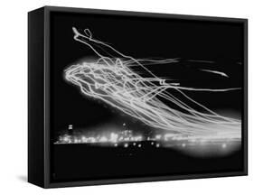 The Pattern Made by Landing Lights of Planes in 20 Minute Time Exposure at La Guardia Airport-Andreas Feininger-Framed Stretched Canvas