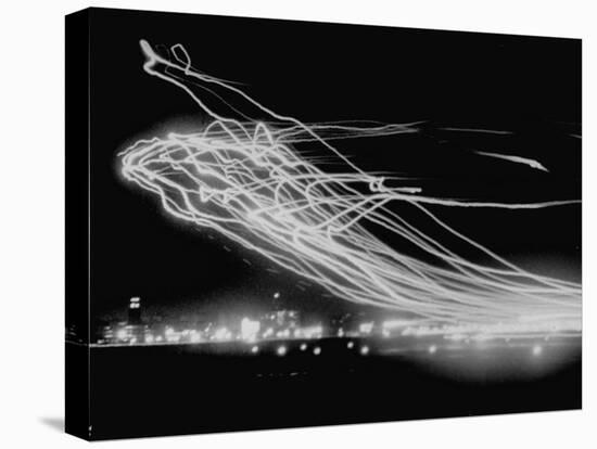 The Pattern Made by Landing Lights of Planes in 20 Minute Time Exposure at La Guardia Airport-Andreas Feininger-Stretched Canvas