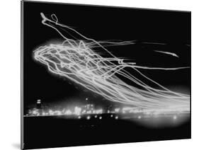 The Pattern Made by Landing Lights of Planes in 20 Minute Time Exposure at La Guardia Airport-Andreas Feininger-Mounted Photographic Print