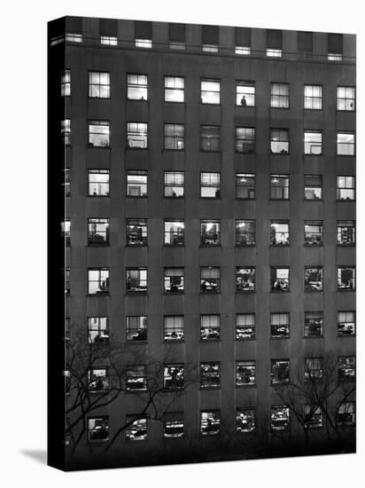 The Pattern of Lighted Office Windows in the RFC Building-Walter B^ Lane-Stretched Canvas