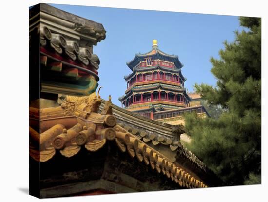 The Pavilion of Buddhist Fragrance, at the Summer Palace, Beijing, China-Miva Stock-Stretched Canvas