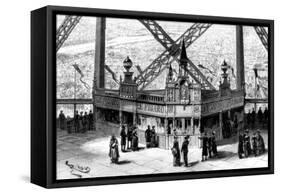 The Pavilion of the Figaro, on the Second Storey of the Eiffel Tower, Paris, 1889-null-Framed Stretched Canvas