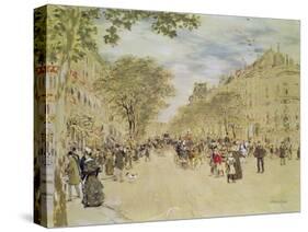 The Pavillon De Hanovre and the Boulevard Des Italiens, Paris, after 1870-Jean Francois Raffaelli-Stretched Canvas