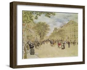 The Pavillon De Hanovre and the Boulevard Des Italiens, Paris, after 1870-Jean Francois Raffaelli-Framed Giclee Print