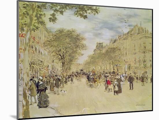 The Pavillon De Hanovre and the Boulevard Des Italiens, Paris, after 1870-Jean Francois Raffaelli-Mounted Giclee Print