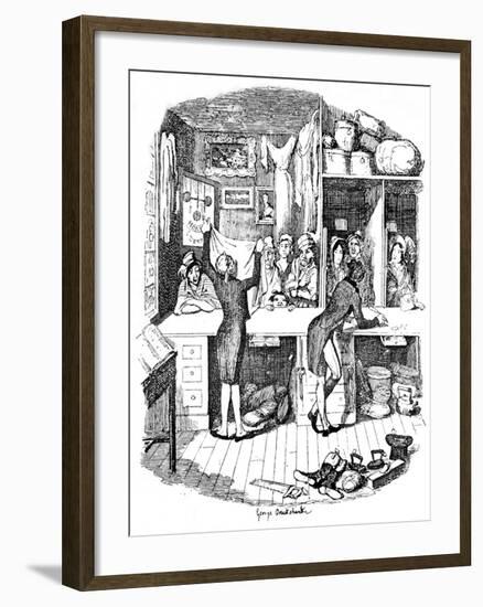 The Pawnbrokers Shop, C1900-George Cruikshank-Framed Giclee Print