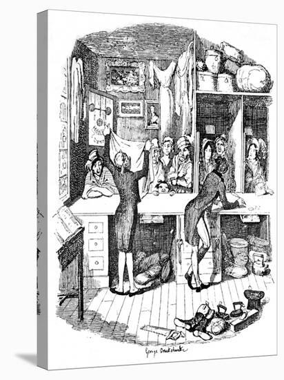 The Pawnbrokers Shop, C1900-George Cruikshank-Stretched Canvas