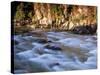 The Payette River Flows by with Lit Rock Wall Behind, Idaho, USA-Brent Bergherm-Stretched Canvas