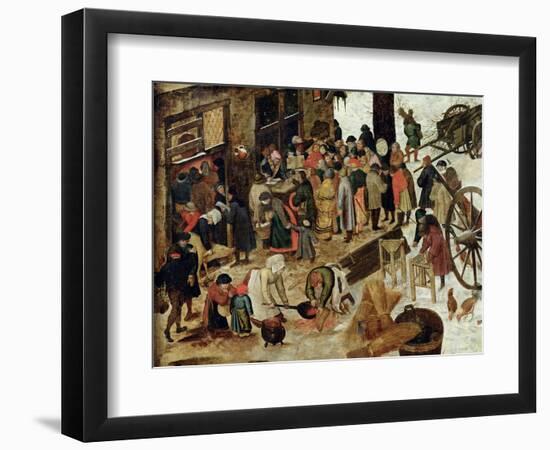 The Payment of the Tithe, or the Census at Bethlehem, Detail, after 1566-Pieter Brueghel the Younger-Framed Giclee Print