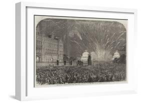 The Peace Commemoration, the Fireworks, Sketched from the Mall, in St James's Park-null-Framed Giclee Print