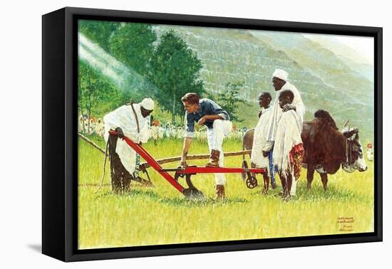 The Peace Corps in Ethiopia '-Norman Rockwell-Framed Stretched Canvas