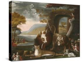 The Peaceable Kingdom and Penn’s Treaty, 1845-Edward Hicks-Stretched Canvas