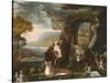 The Peaceable Kingdom and Penn’s Treaty, 1845-Edward Hicks-Stretched Canvas