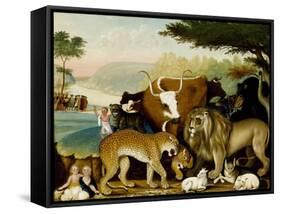 The Peaceable Kingdom, C.1846-47 (Oil on Canvas)-Edward Hicks-Framed Stretched Canvas