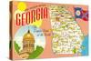 The Peach State, Georgia, Map-null-Stretched Canvas