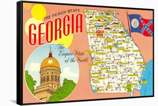 The Peach State, Georgia, Map-null-Framed Stretched Canvas