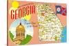 The Peach State, Georgia, Map-null-Stretched Canvas