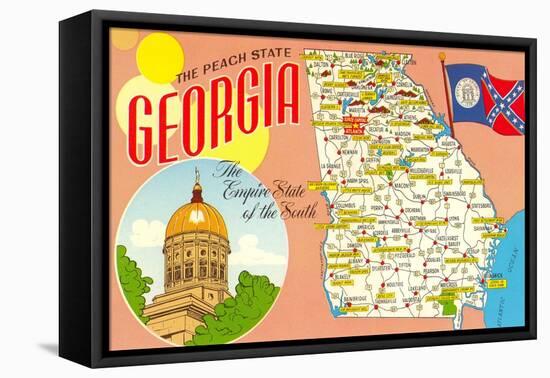 The Peach State, Georgia, Map-null-Framed Stretched Canvas