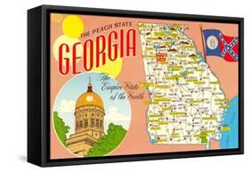 The Peach State, Georgia, Map-null-Framed Stretched Canvas