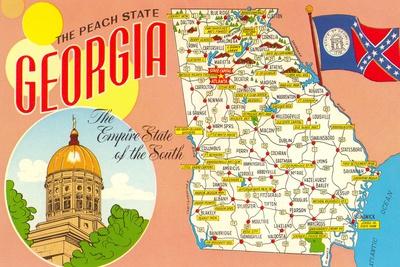 'The Peach State, Georgia, Map' Posters  AllPosters.com