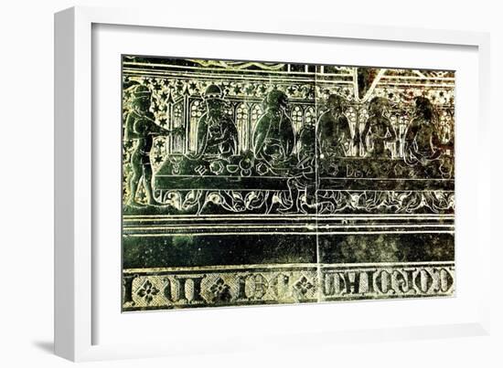 The Peacock Feast for King Edward III in 1349, Detail from Brass to Robert Braunche, 1364-null-Framed Giclee Print