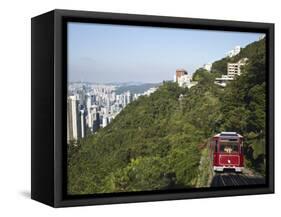 The Peak Tram Ascending Victoria Peak, Hong Kong, China-Ian Trower-Framed Stretched Canvas