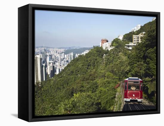 The Peak Tram Ascending Victoria Peak, Hong Kong, China-Ian Trower-Framed Stretched Canvas