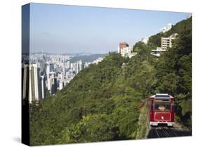 The Peak Tram Ascending Victoria Peak, Hong Kong, China-Ian Trower-Stretched Canvas