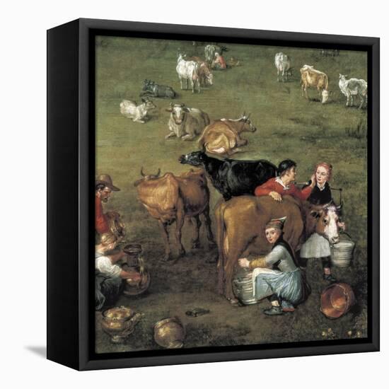 The Peasant Life (Detail)-Jan Brueghel the Elder-Framed Stretched Canvas