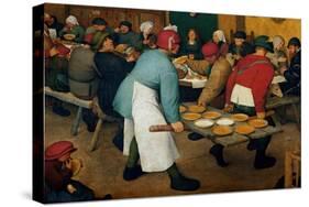 The Peasant Wedding Detail: Plates on a Tray, 1568 (Oil on Canvas)-Pieter the Elder Brueghel-Stretched Canvas