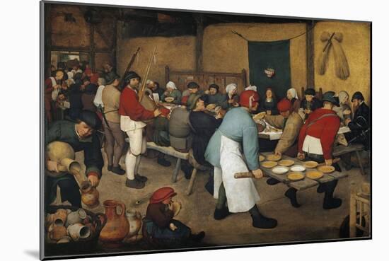 The Peasant Wedding - Oil on Canvas, 1568-Pieter the Elder Brueghel-Mounted Giclee Print