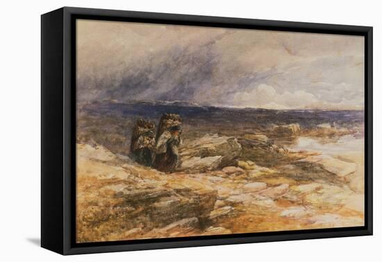 The Peat Gatherers near Bettws Y Coed, North Wales watercolor-David Cox-Framed Stretched Canvas
