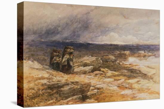 The Peat Gatherers near Bettws Y Coed, North Wales watercolor-David Cox-Stretched Canvas