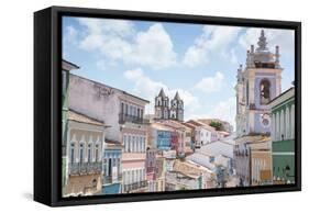 The Pelourinho or Historic Center of Salvador in the Mid Day Sun-Alex Saberi-Framed Stretched Canvas