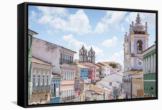 The Pelourinho or Historic Center of Salvador in the Mid Day Sun-Alex Saberi-Framed Stretched Canvas