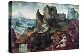 The Penitent Mary Magdalene (Oil on Panel)-Joachim Patinir-Stretched Canvas