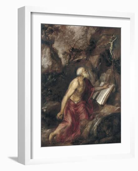 The Penitent Saint Jerome-Titian (Tiziano Vecelli)-Framed Giclee Print