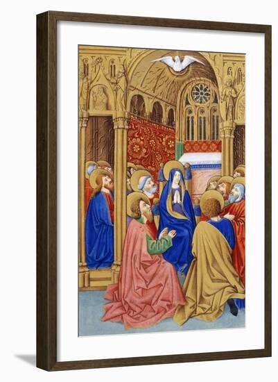 The Pentecost, Miniature from Book of Prayers by Jeanne De Laval, Manuscript-null-Framed Giclee Print