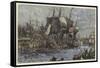 The People of Boston Throwing the Tea Overboard-null-Framed Stretched Canvas