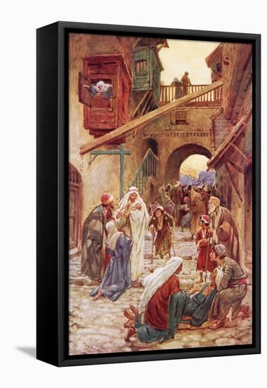 The People of Capernaum Bringing Jesus Many to Heal-William Brassey Hole-Framed Stretched Canvas